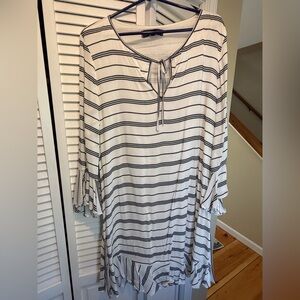 Max Studio White and Black Striped Blouse